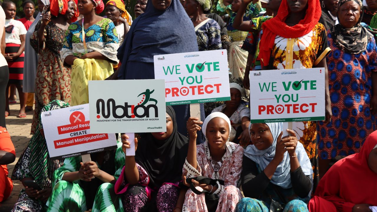 PROTESTERS PRESS FOR MANDATORY E-TRANSMISSION OF ELECTION RESULTS