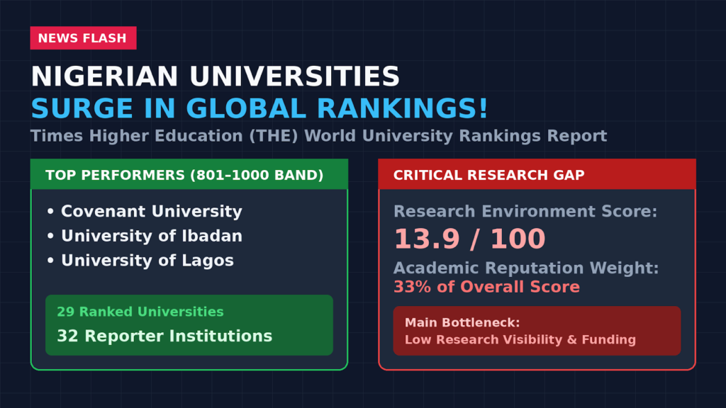 NEWS FLASH- Nigeria’s University Ranking Improves: But Research Reputation Remains the Big Challenge